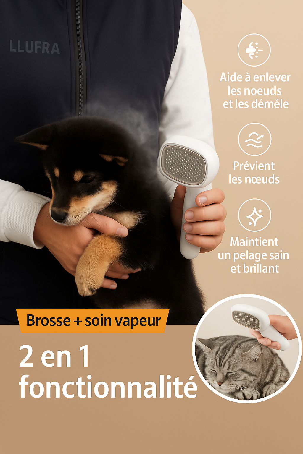 BROSSE VAPEUR CHIEN OU CHAT