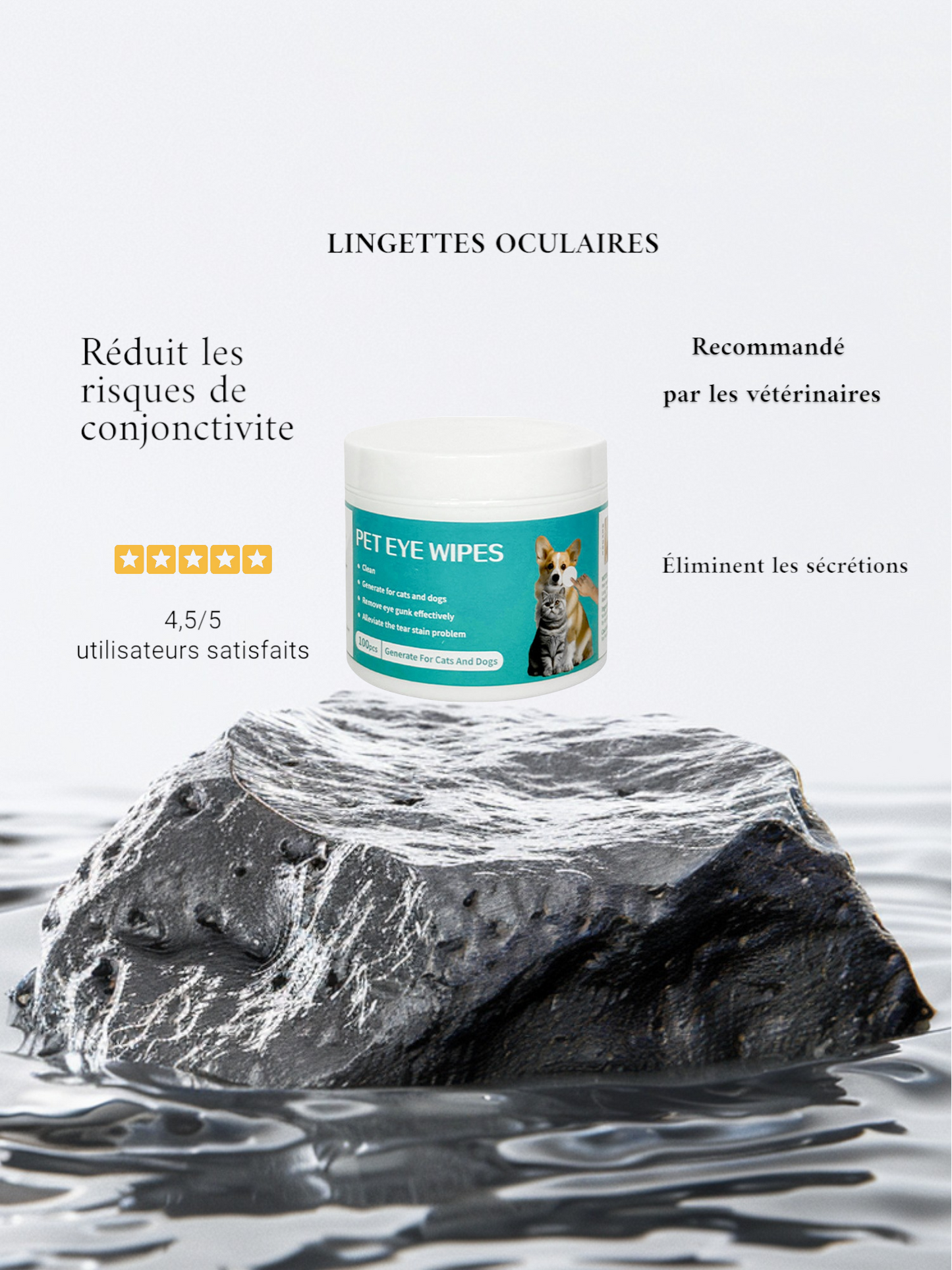 Lingettes naturelles pour les yeux pour chiens et chats