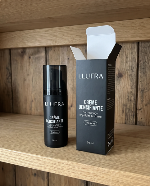Flacon et boîte de la crème densifiante LLUFRA
